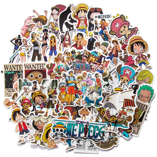 50/100Pcs One Piece Luffy Stickers Anime Sticker Notebook Motorcycle Skateboard Computer Mobile Phone Cartoon Toy
